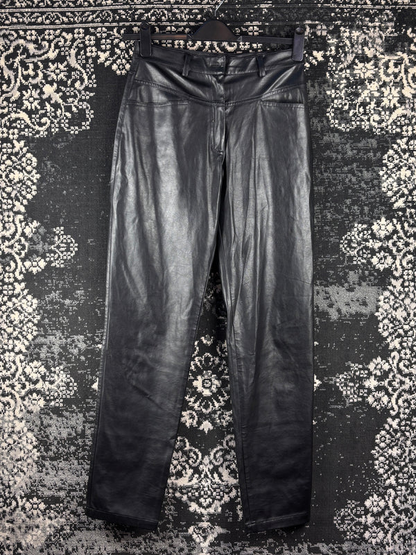 Vintage Men Black Faux Leather Pants