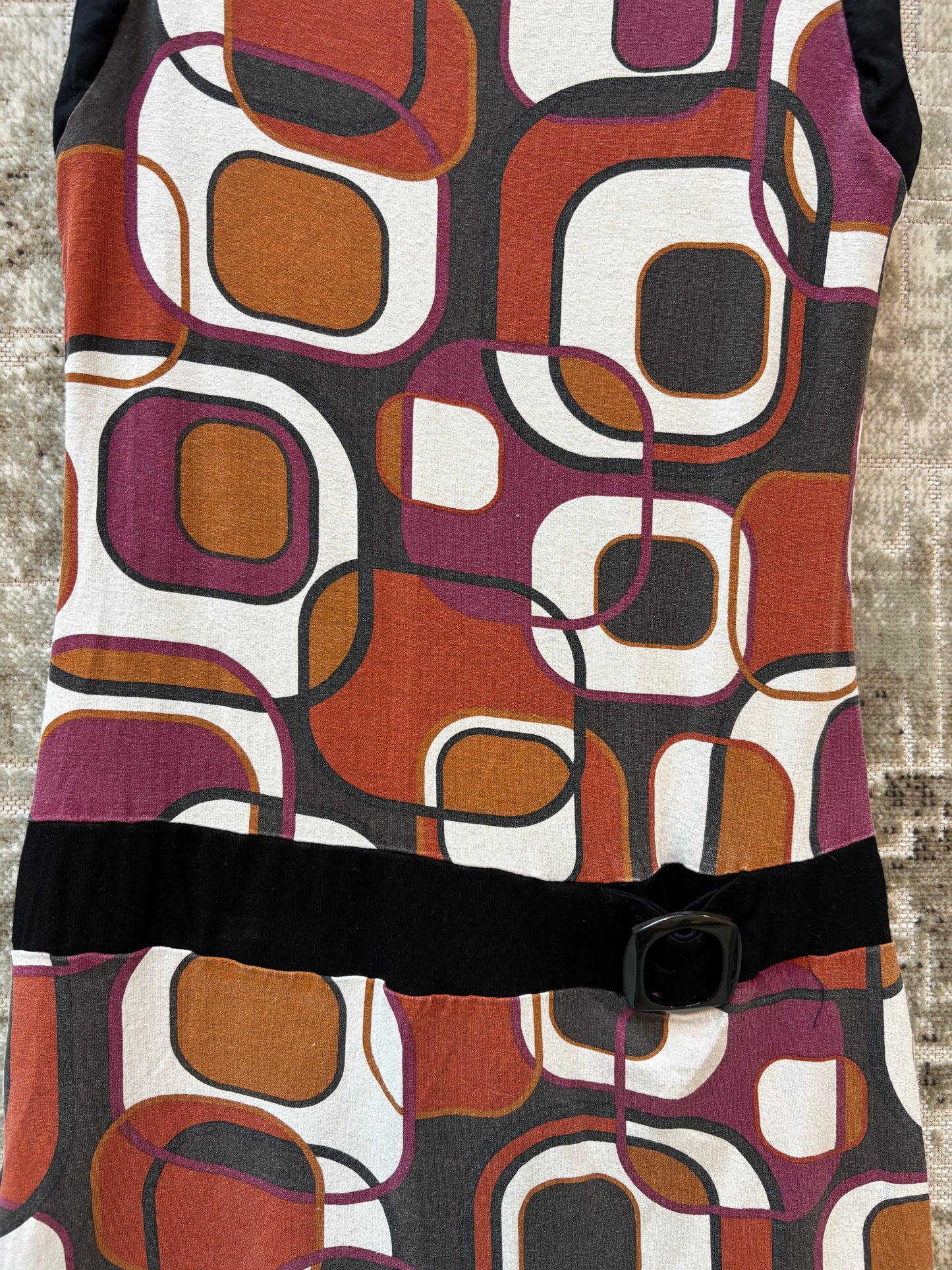 Promod Y2K Retro Geometric Sleeveless Dress