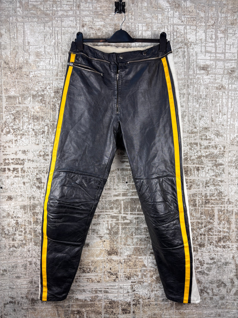 Men's Vintage Black Leather Pants