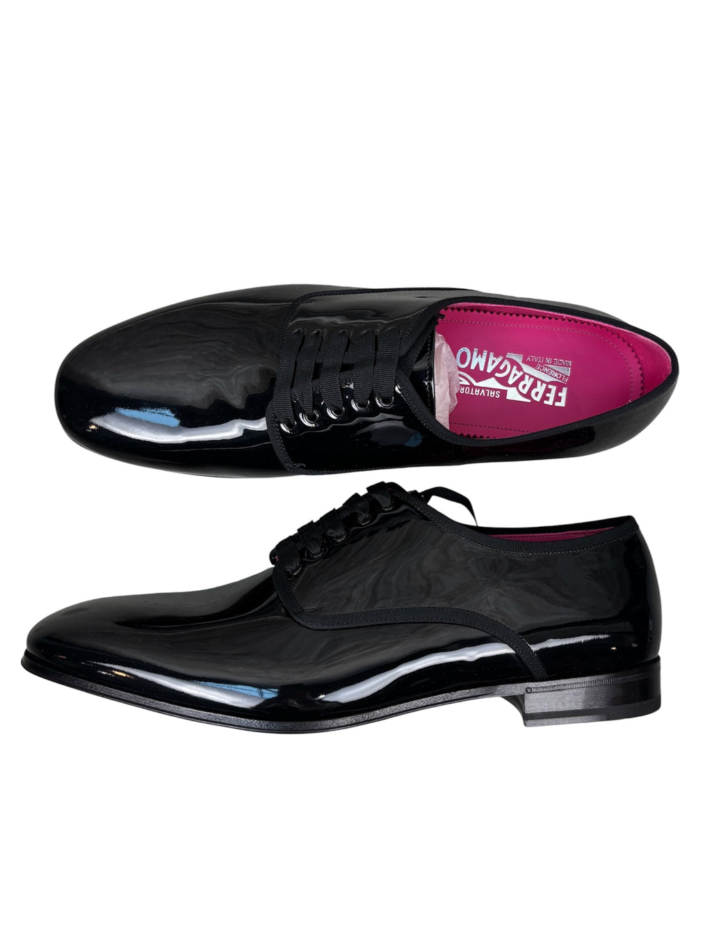 Ferragamo Magic Patent Leather Derby Shoes
