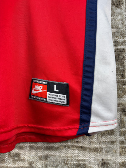 Mens Vintage Red White JVC Arsenal Nike Football Jersey