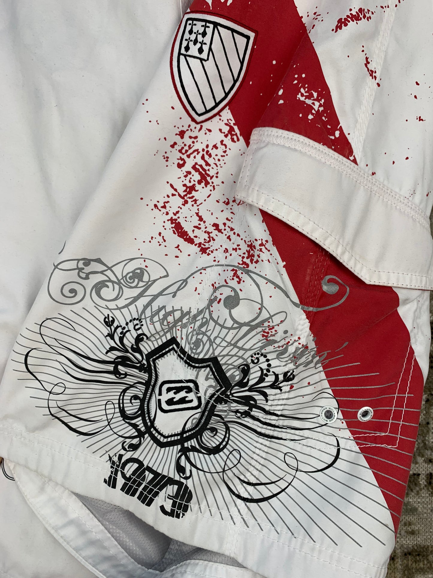 BillaBong White Red and Black Design Shorts