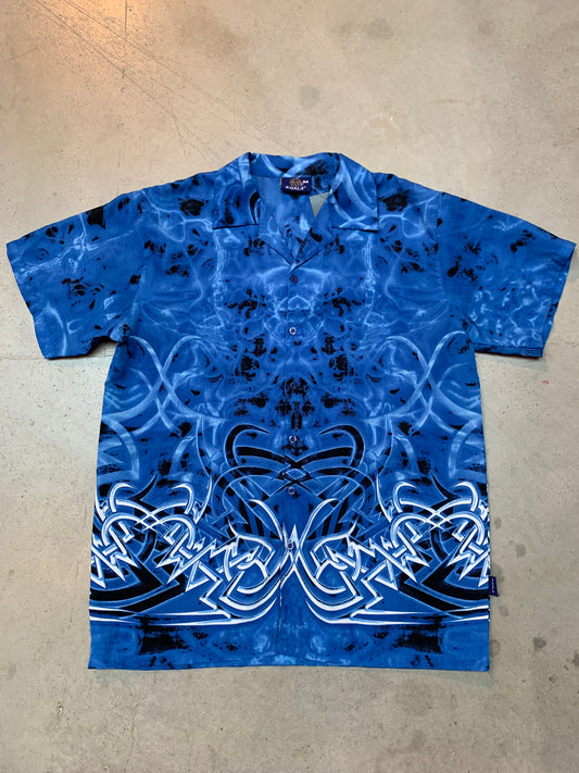 Kuala Blue Tribal Print Button Up Shirt
