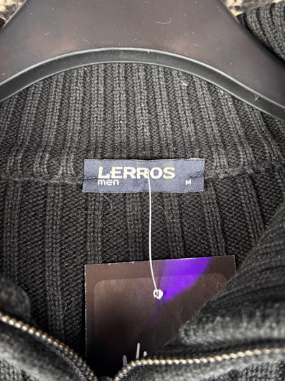 Men's Y2K Black Ribbed Half Zip Sweater