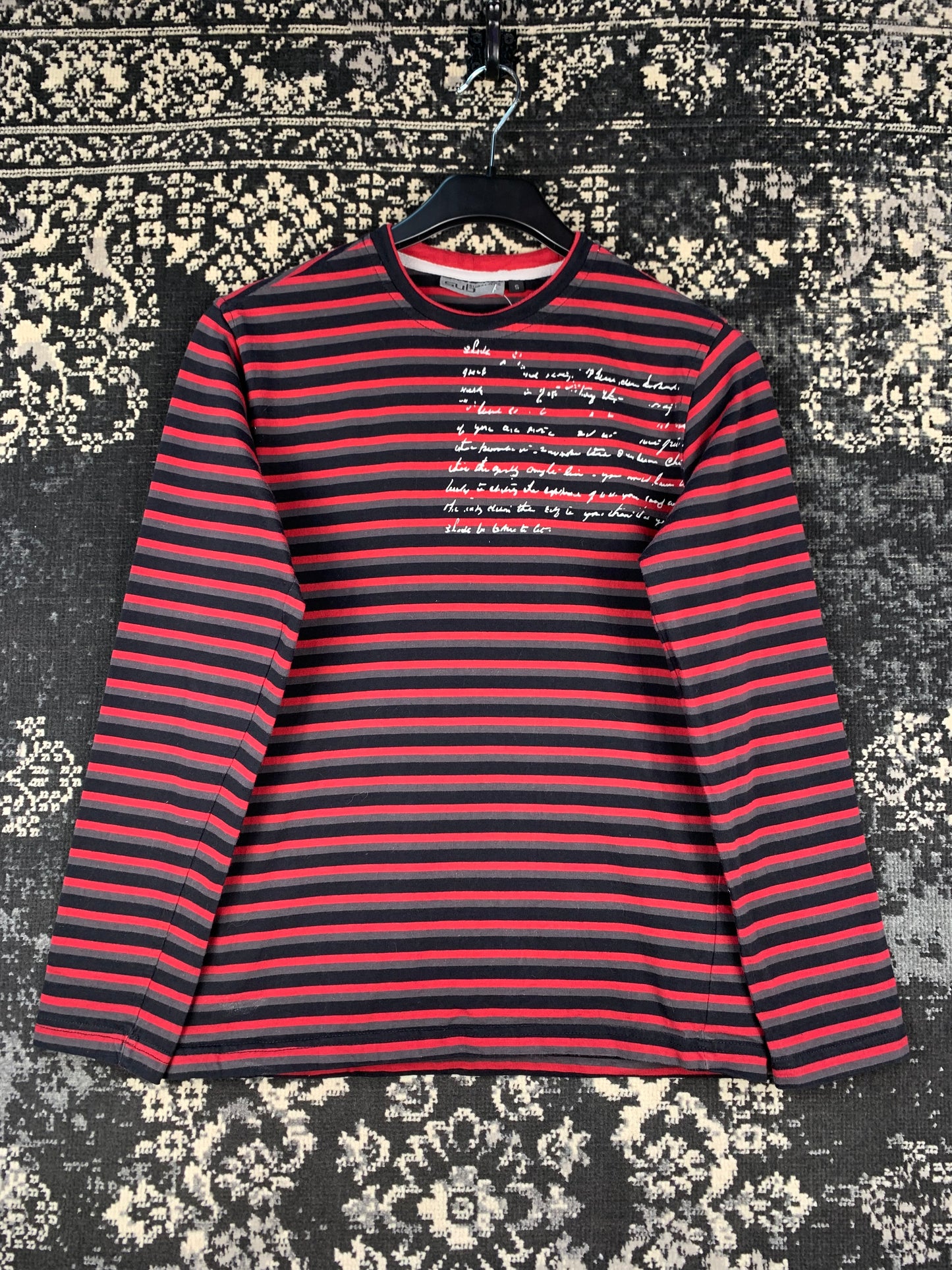Mens Y2K SUB Subscribe Striped Long Sleeve