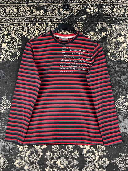 Mens Y2K SUB Subscribe Striped Long Sleeve