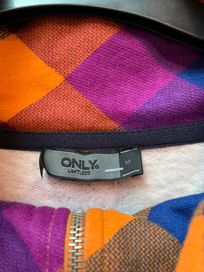 Only Multicolour Check Cowl-Neck Zip Jacket