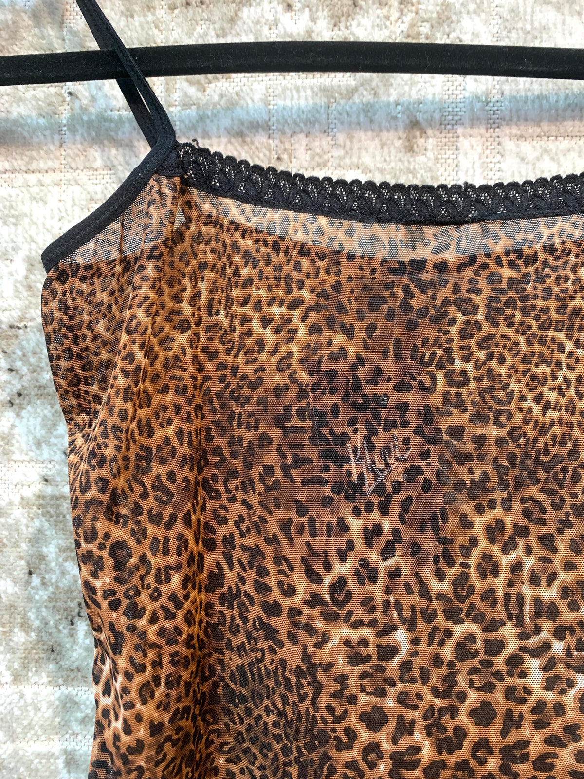 Y2K Leopard Print Mesh Cami Top