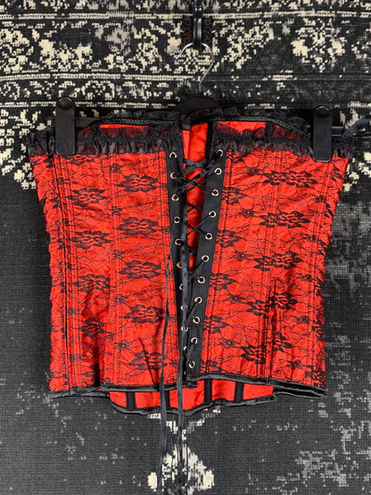 Women's Red Floral Lace Corset