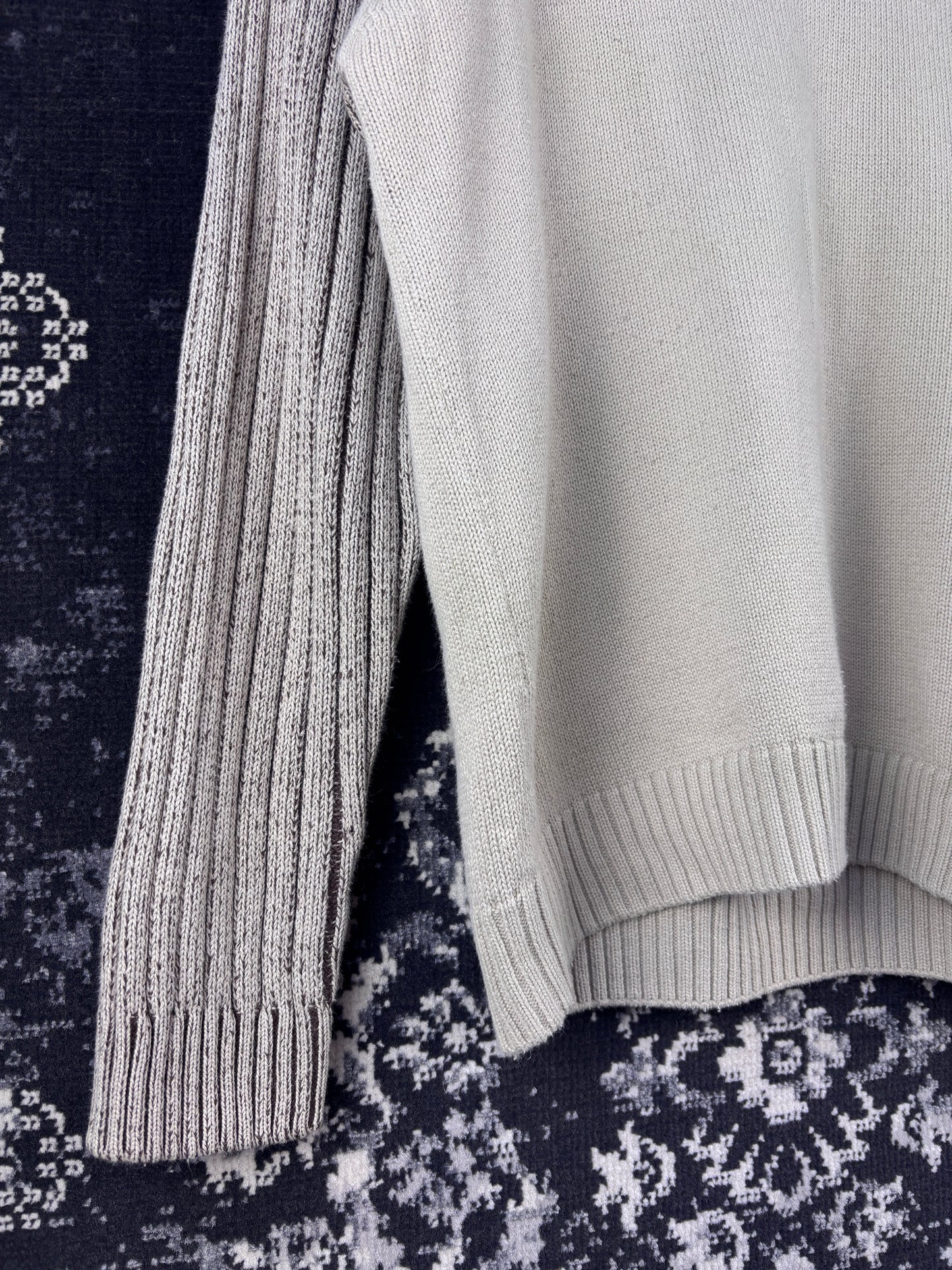 Men's Y2K Beige Half Ribbed Zip Sweater