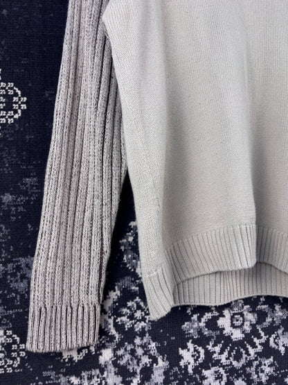 Men's Y2K Beige Half Ribbed Zip Sweater