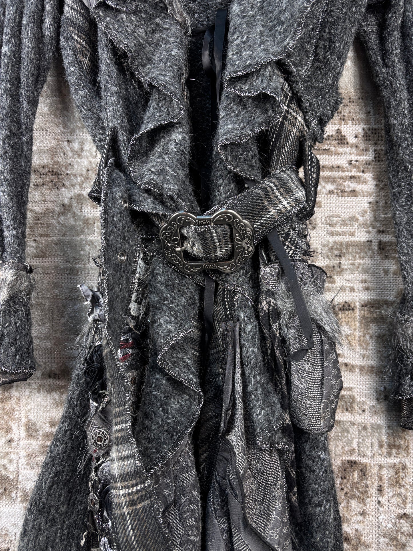Women's Y2K Vintage Steampunk Grey Knit Cardigan
