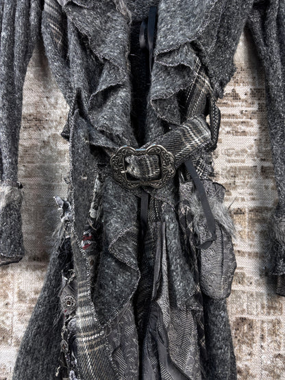 Women's Y2K Vintage Steampunk Grey Knit Cardigan