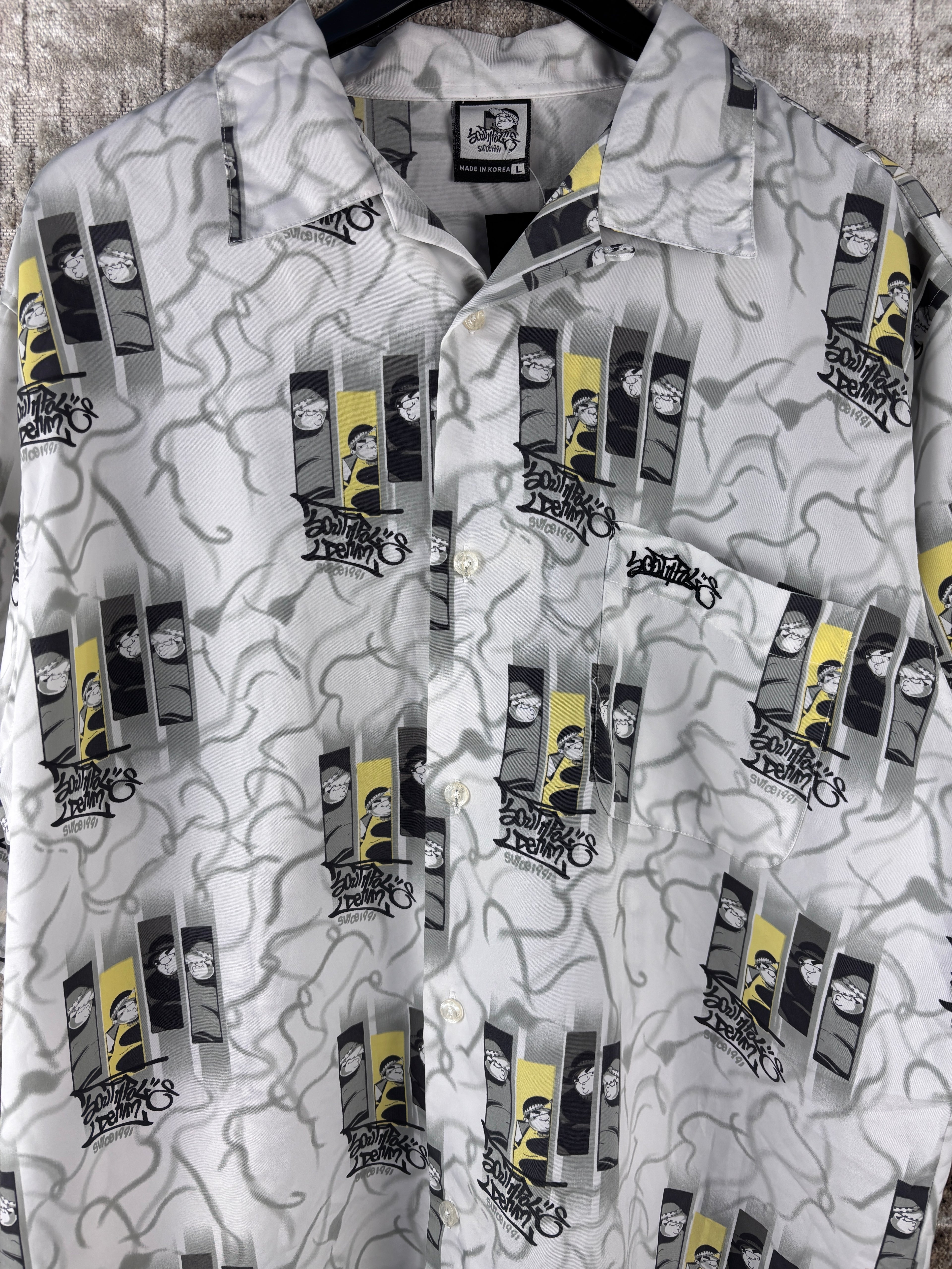 Mens Y2K Southpole White Button Up Shirt