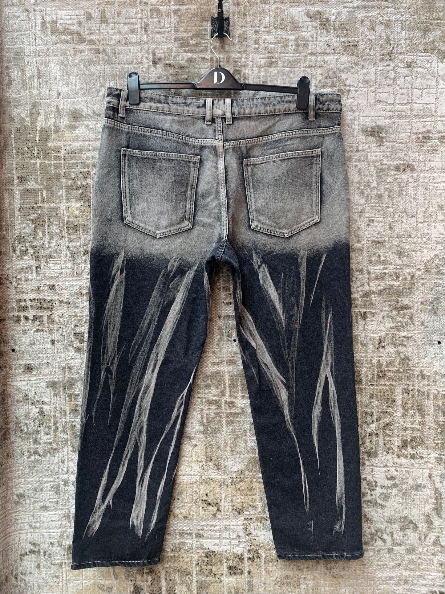 Men's Bleached Ripped Gray Jeans