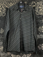 Mens Polo Ralph Lauren Navy Blue Striped Button Up Shirt