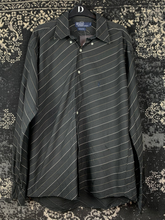 Mens Polo Ralph Lauren Navy Blue Striped Button Up Shirt