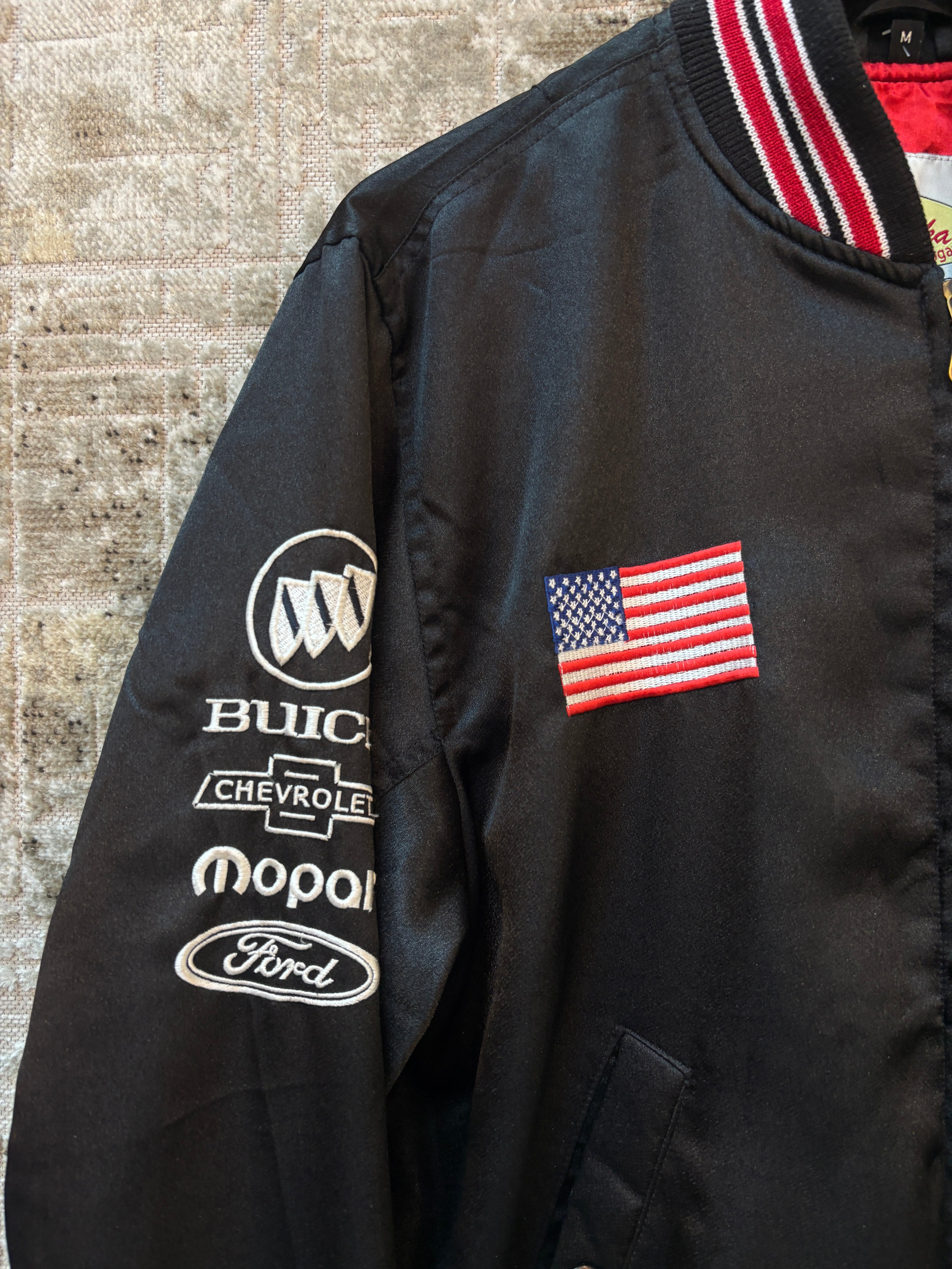 World of Classics Embroidered Satin Bomber Jacket