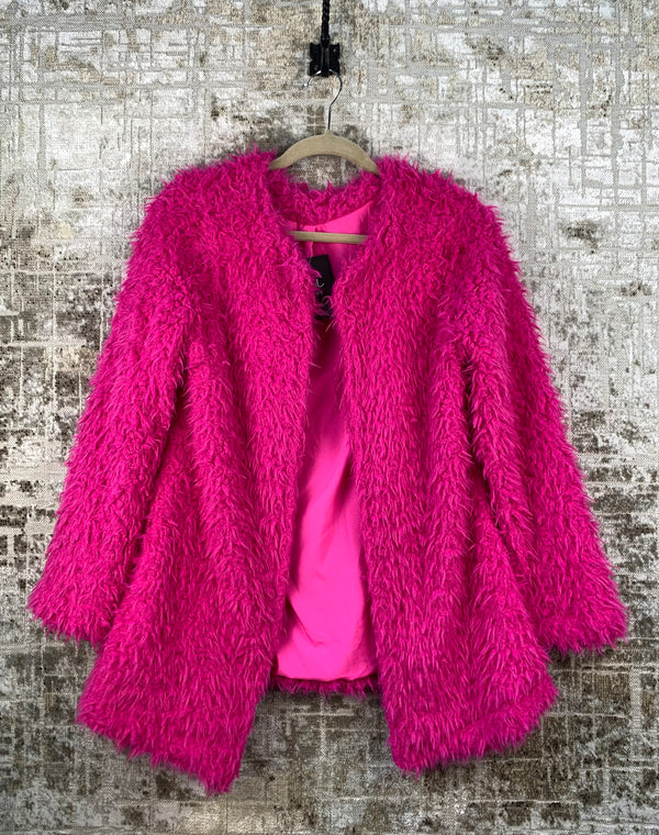 Women's Bright Pink Fluffy Jacket