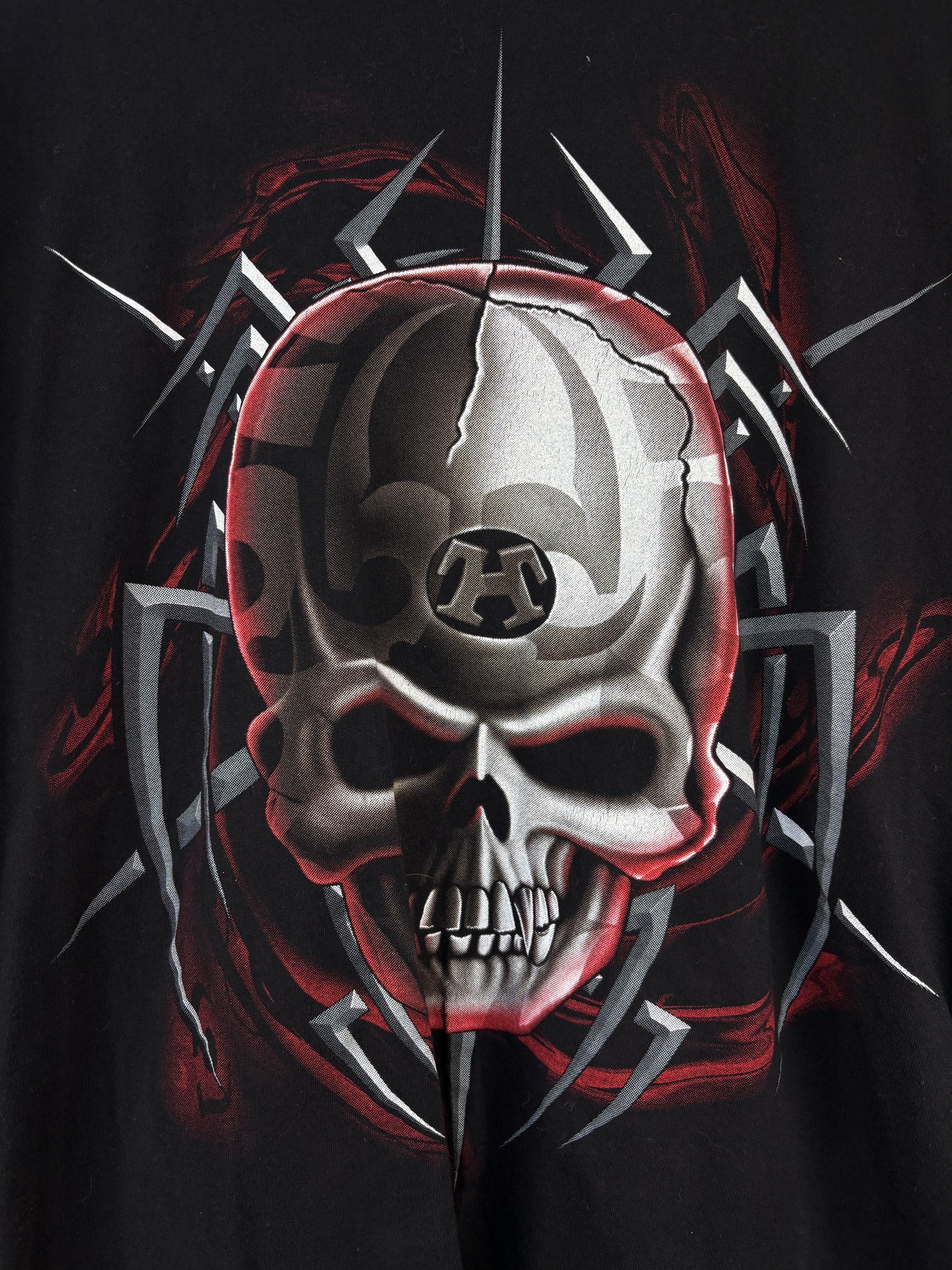Mens Y2K Black Skull Graphic Long Sleeve Shirt