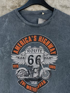 Mens Vintage Route 66 Grey Graphic T Shirt