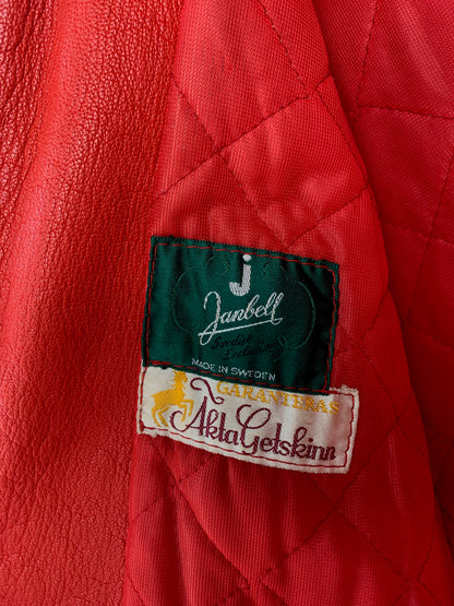 Mens Vintage Akta Getskinn Red Motorcycle Leather Jacket