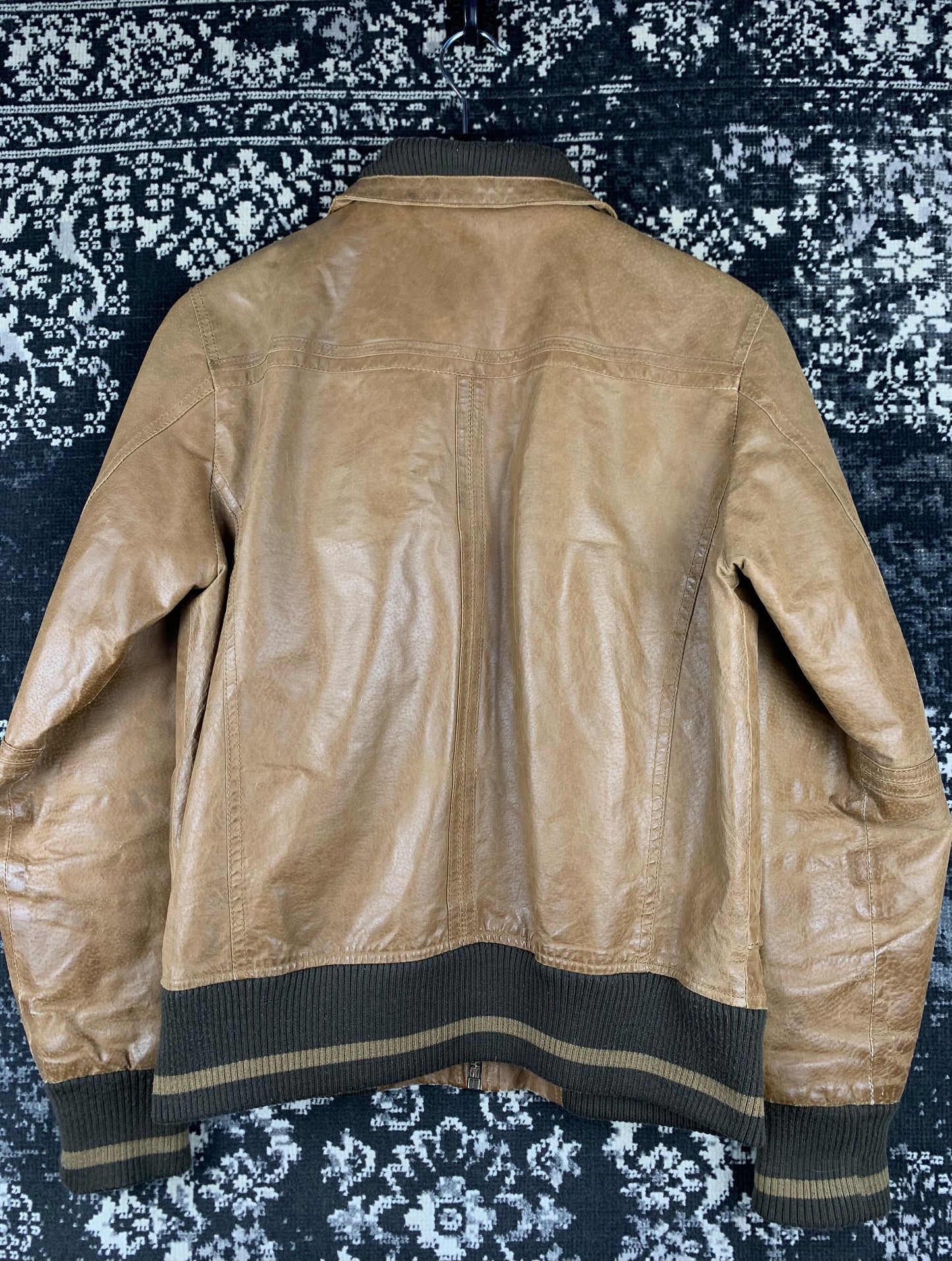 Men's Vintage Brown Leather Bomber Jacket