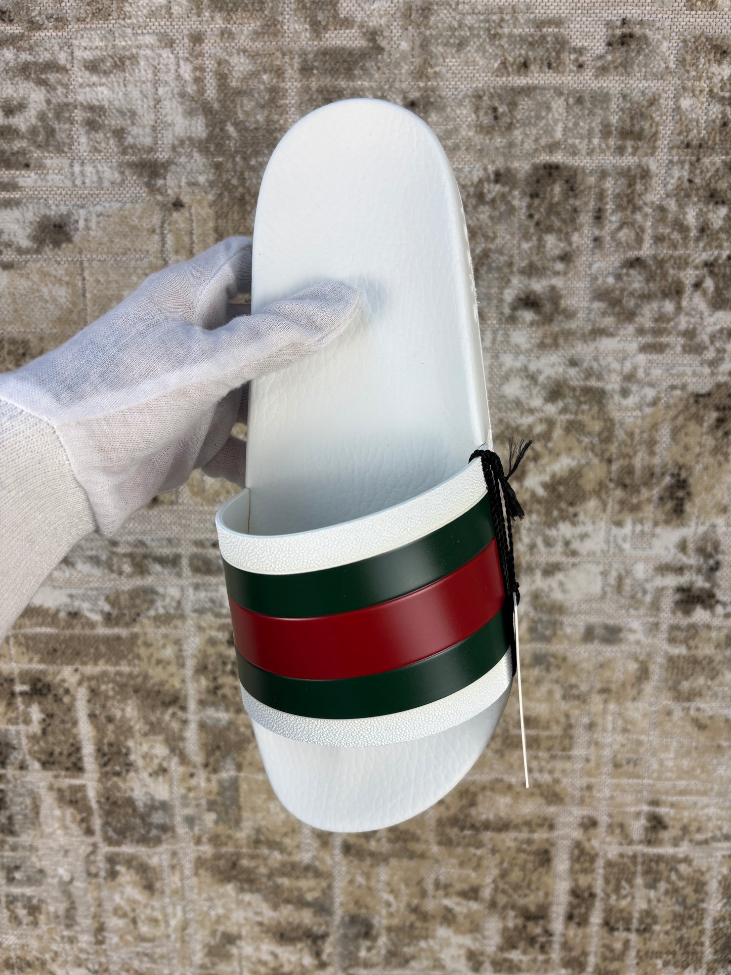Gucci Men’s Web Rubber Slide Sandals