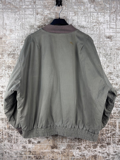 Mens Vintage Khaki Green Bomber Jacket