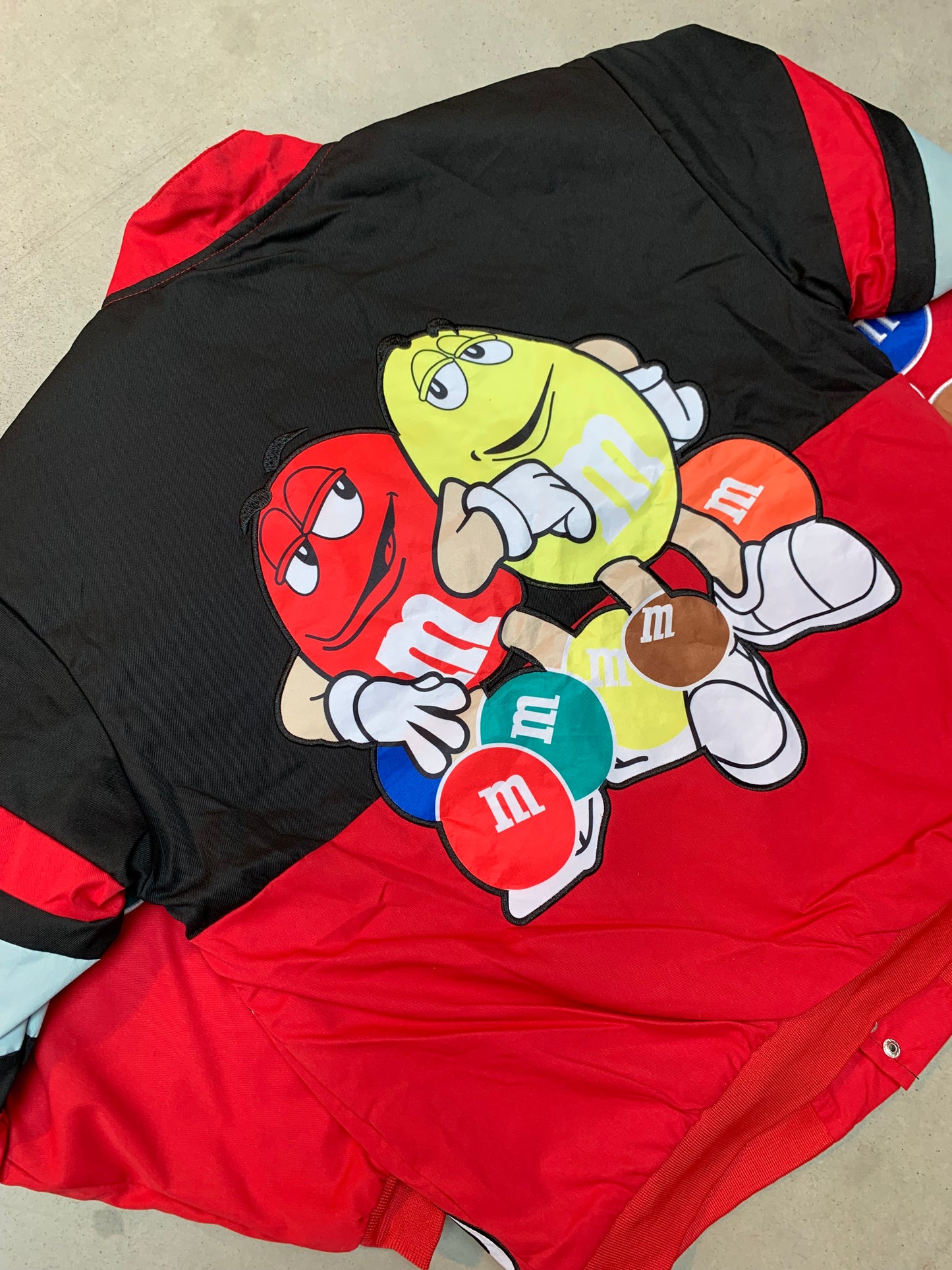 Y2K Unisex Red M&M Bomber Jacket