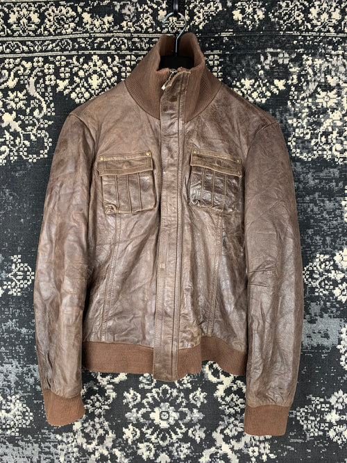 Y2K Women's Brown Faux Leather Jacket