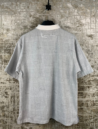 Mens Karl Kani Gray Check Pattern Polo Shirt