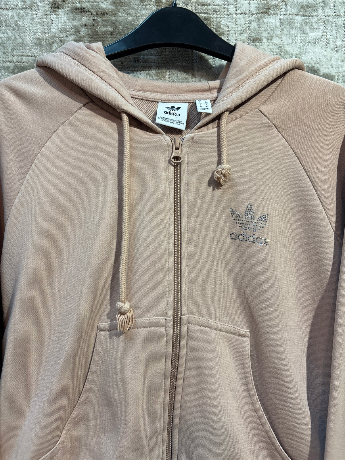 Adidas Originals Rhinestone Cropped Zip Hoodie
