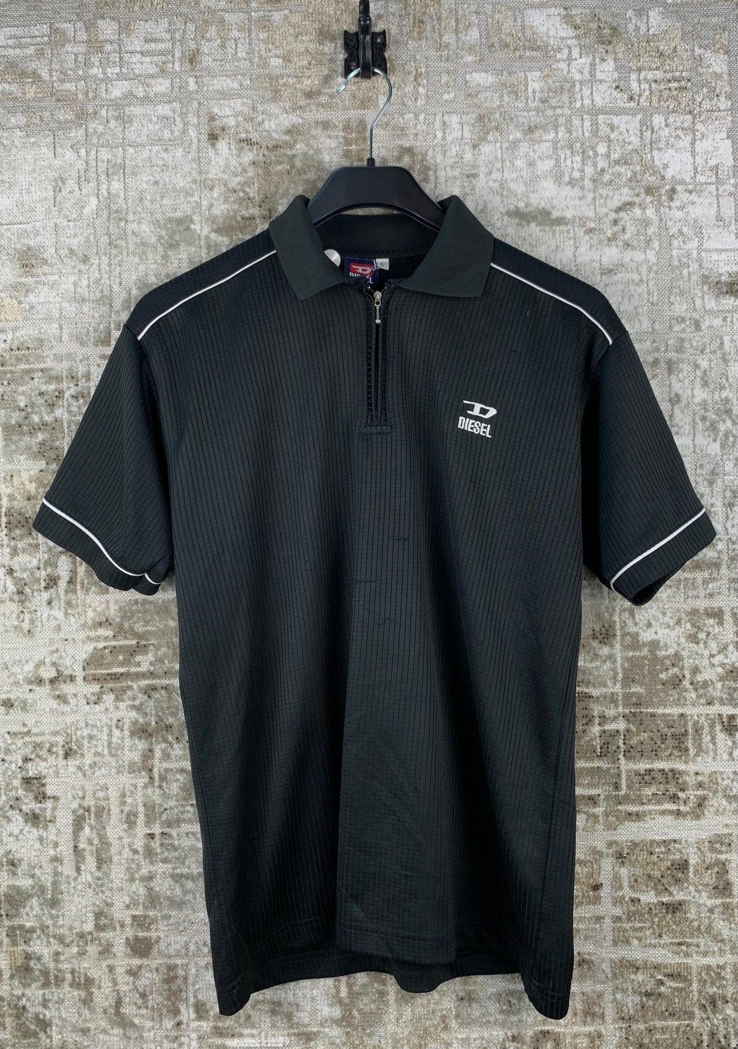 DIESEL Mens Black Quarter Zip T-Shirt