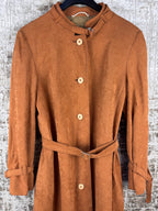 Women's Vintage Brown Long Belted Suede Coat
