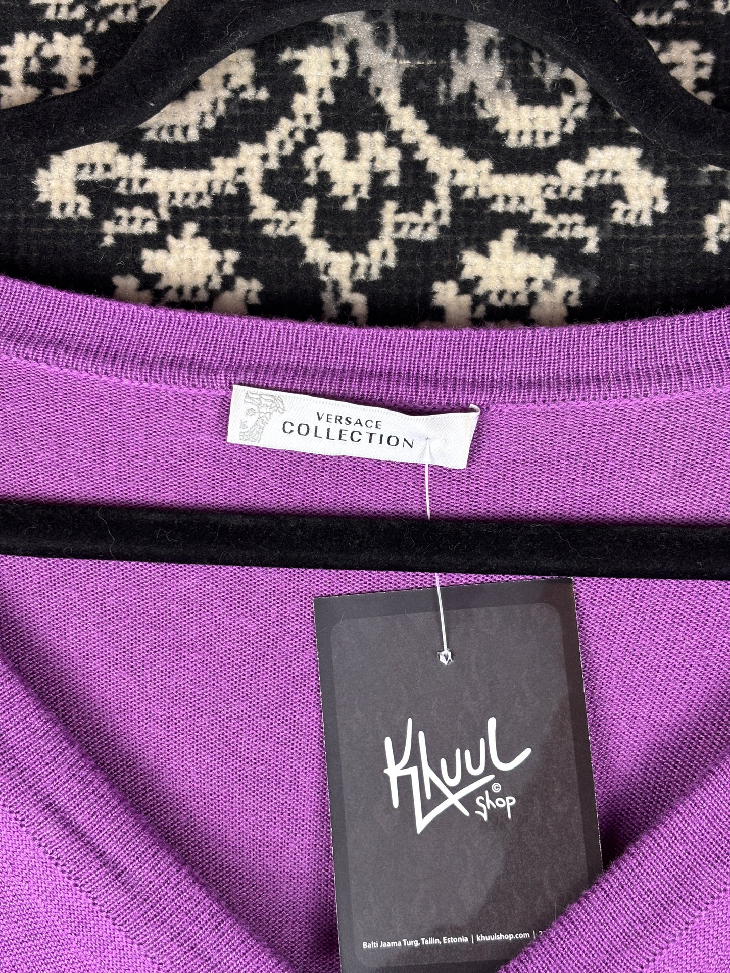 Women's Versace Purple V-Neck Sweater