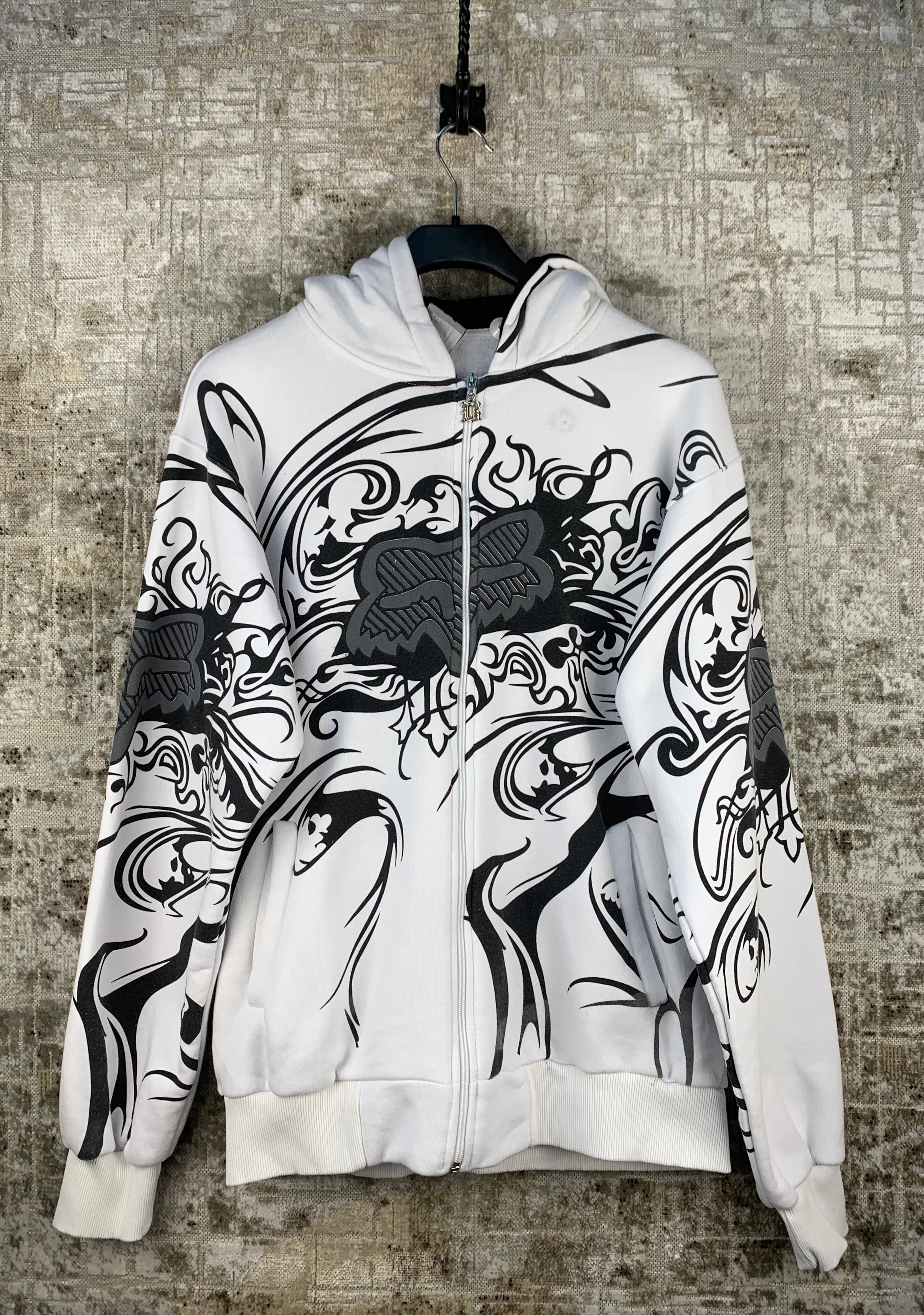 Mens Y2K Tribal Deseign Basswood Zip-Up Hoodie – Khuul