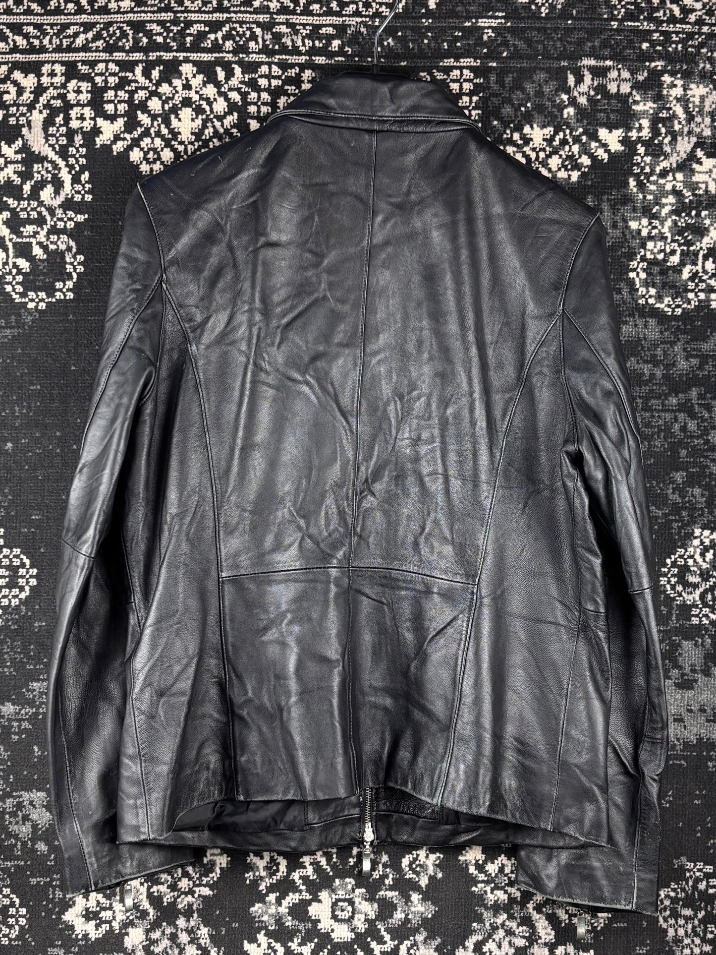 Men's Vintage TCM Black Genuine Leather Jacket