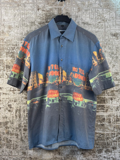 Mens Vintage Graphic Button Up Shirt