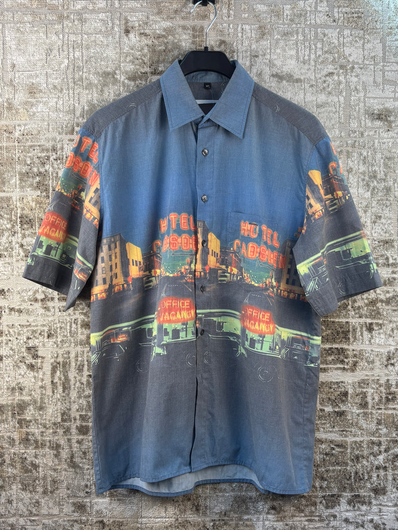 Mens Vintage Graphic Button Up Shirt