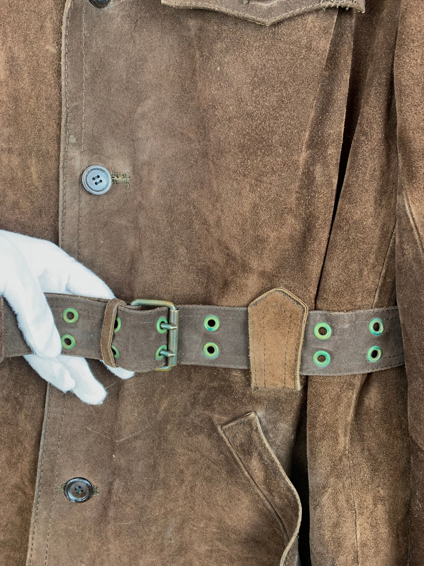 Vintage Aaltonen Brown Suede Long Coat with Belt