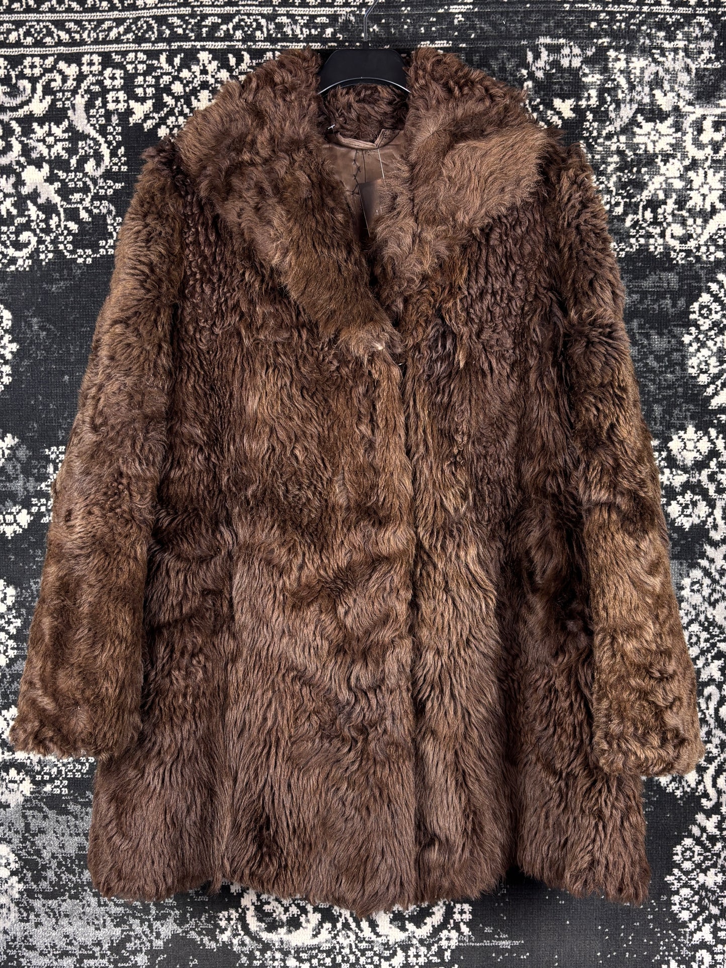 Women's Vintage Dark Brown Faux Fur Coat