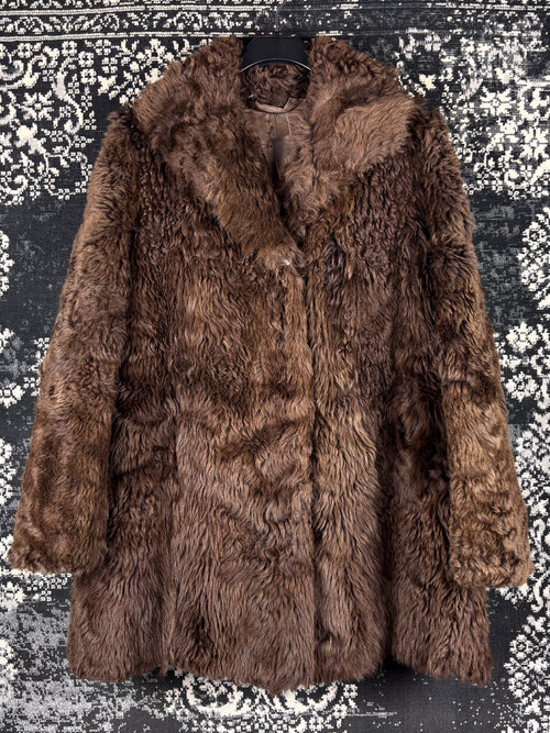 Women's Vintage Dark Brown Faux Fur Coat