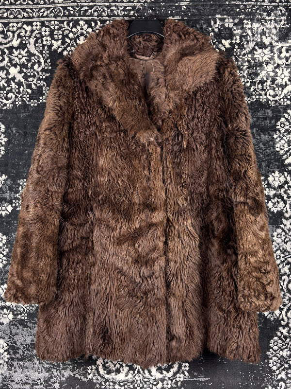 Women's Vintage Dark Brown Faux Fur Coat