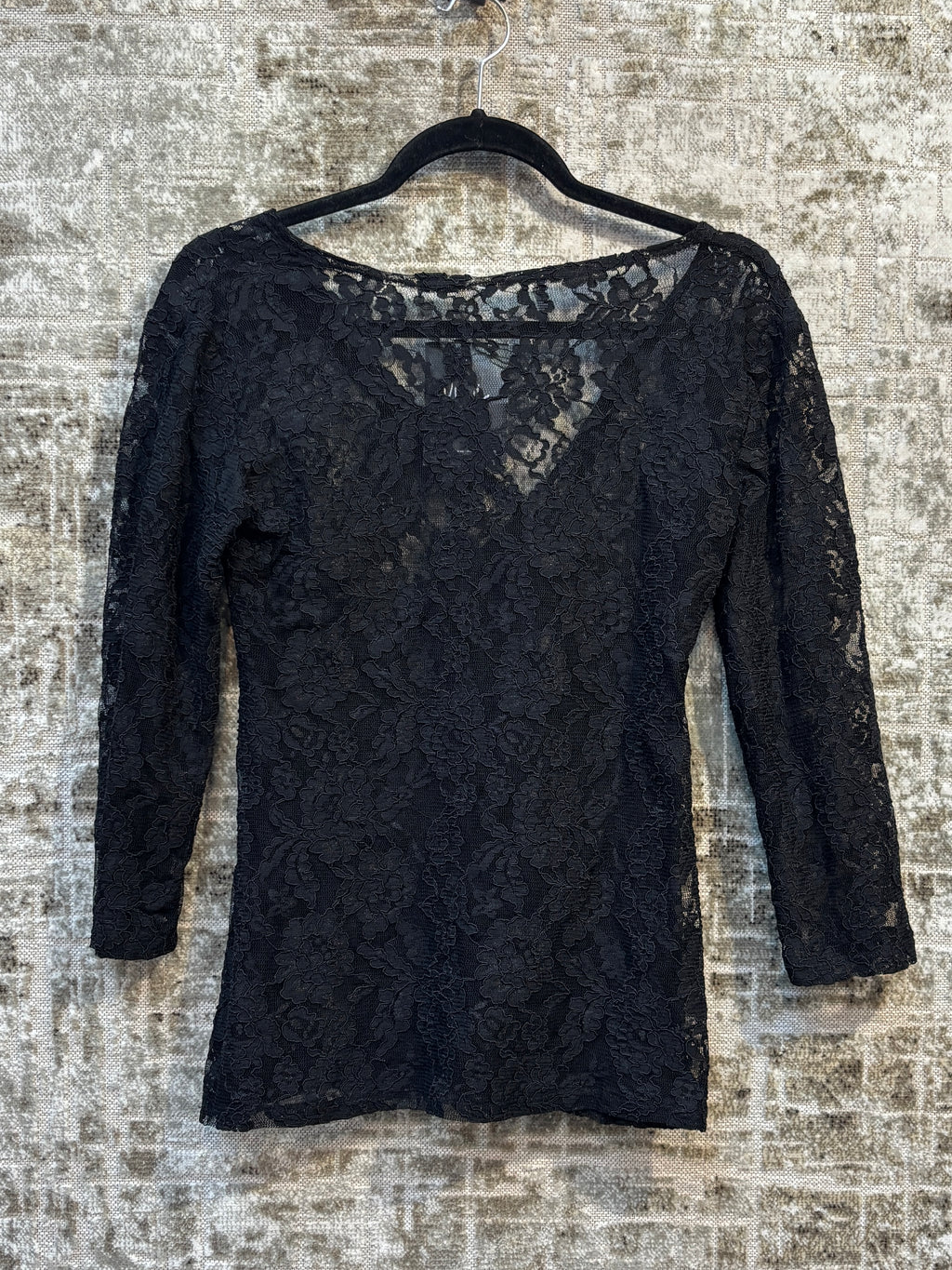 Women's Vintage Y2K Black Mesh Lace Shirt