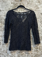 Women's Vintage Y2K Black Mesh Lace Shirt