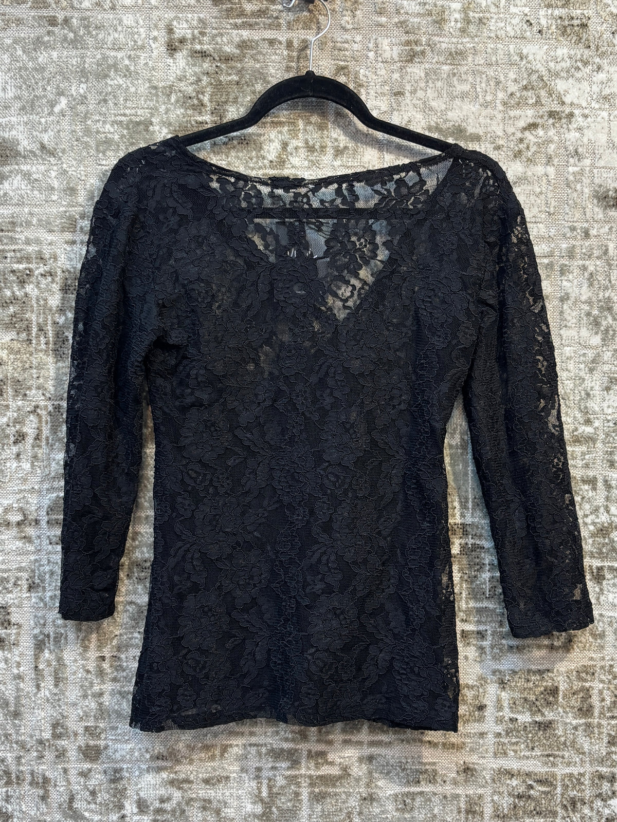 Women's Vintage Y2K Black Mesh Lace Shirt