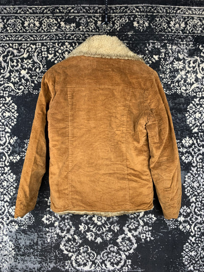Women's Y2K Caramel Brown Corduroy Jacket with Warm Inner Lining