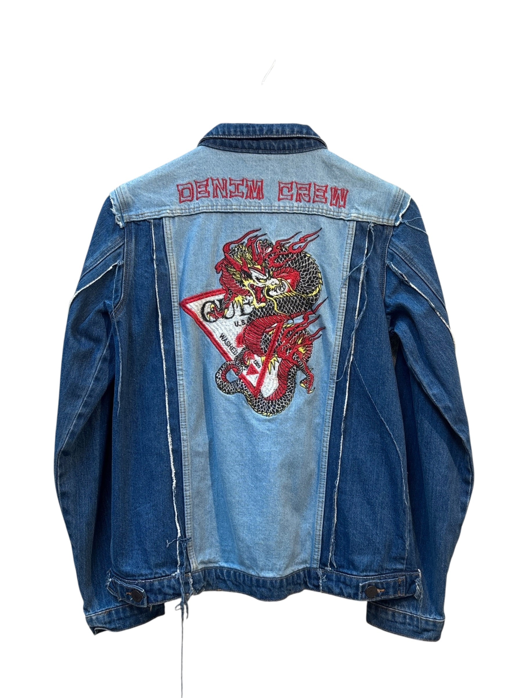 Women's Y2K Guess Dragon Embroidery Denim Jacket