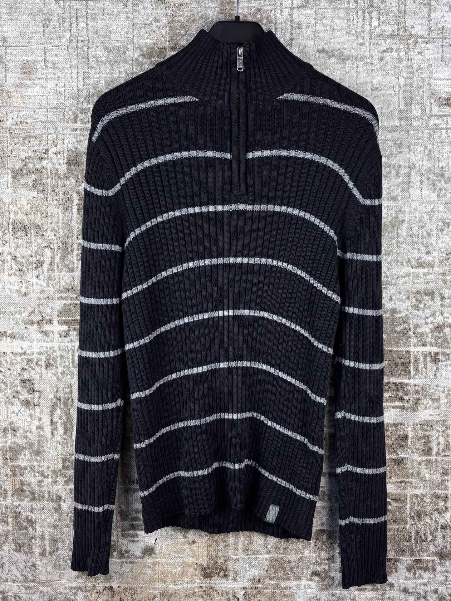 Men's Vintage Y2K Northbook Sports Black Ribbed Sweater